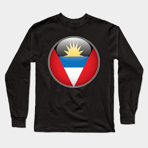 Antigua and Barbuda National Flag Glossy Button Long Sleeve T-Shirt by IslandConcepts